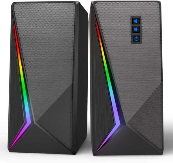 Computer Speakers, Desktop Speakers with 6 Colorful RGB Lights